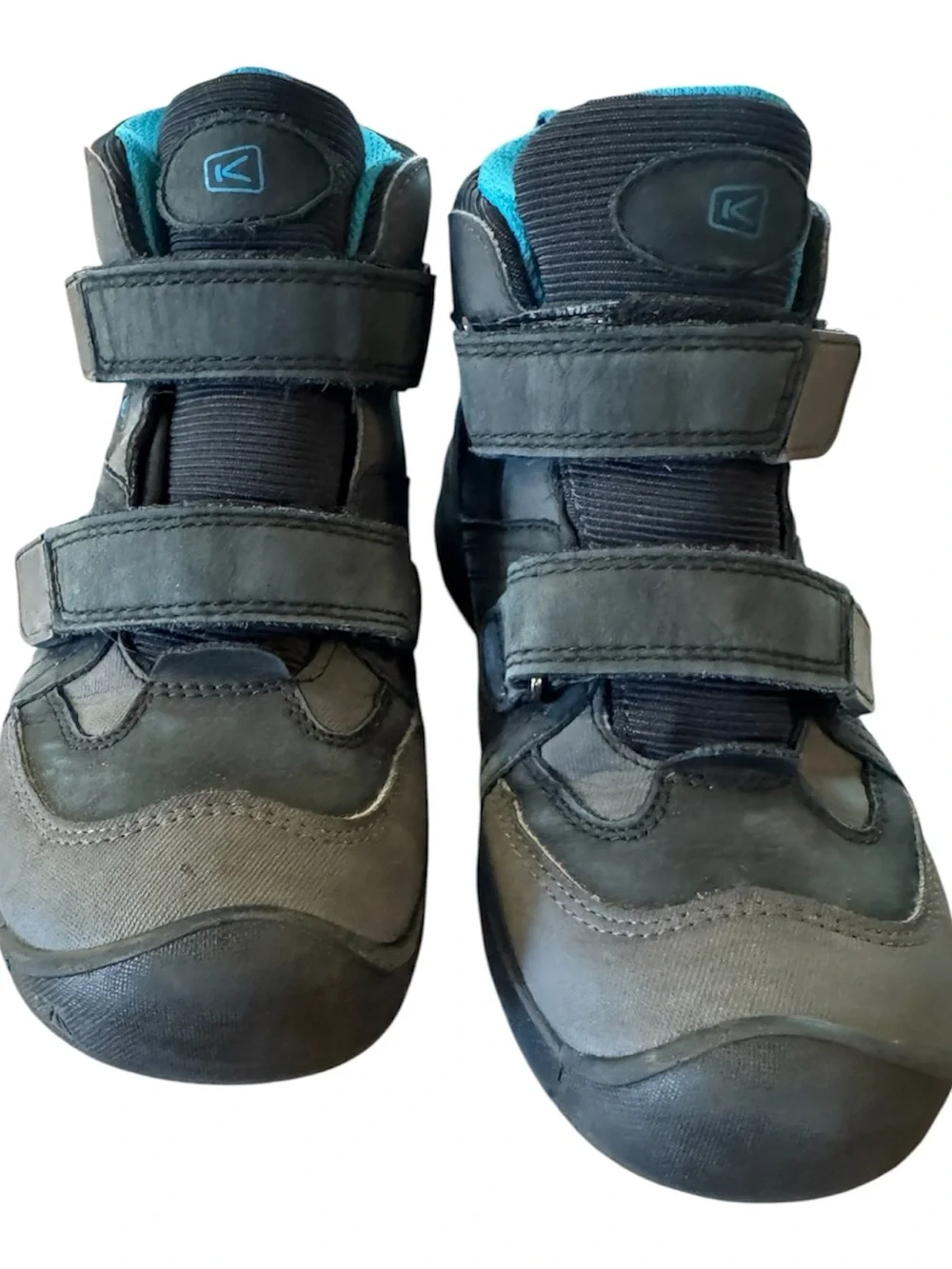 KEEN Kids Black & Teal Waterproof Hook-and-Loop Boots Size 13 Outdoor Gorpcore